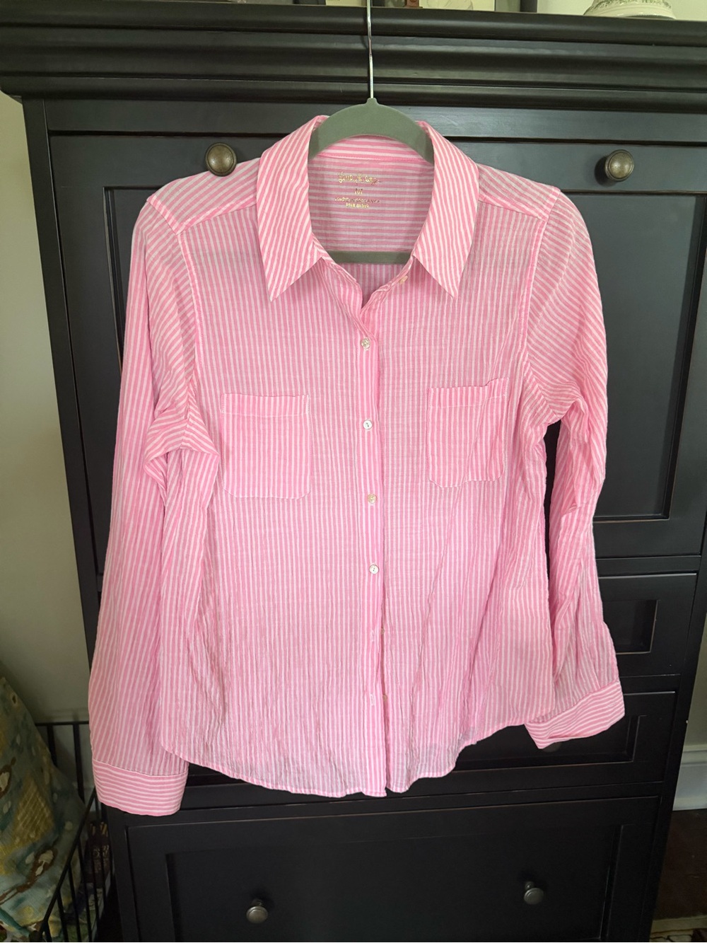 Lilly Pulitzer Pink and White Striped Button-Down Shirt